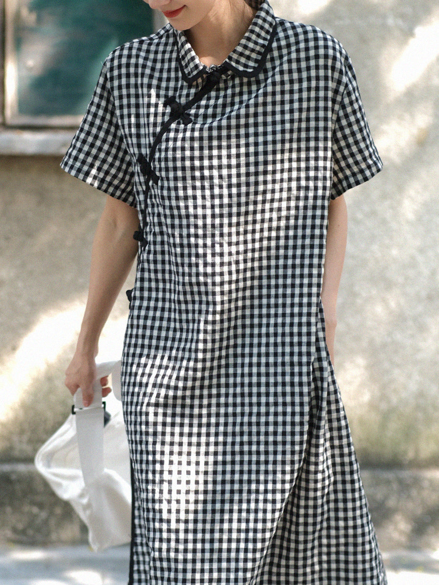 Abito estivo da donna vintage a quadri con rana