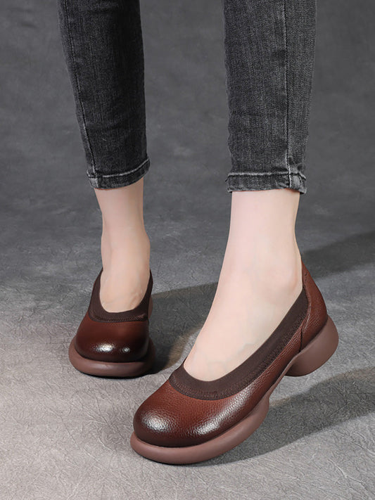 Scarpe da donna casual estive in vera pelle con tacco basso