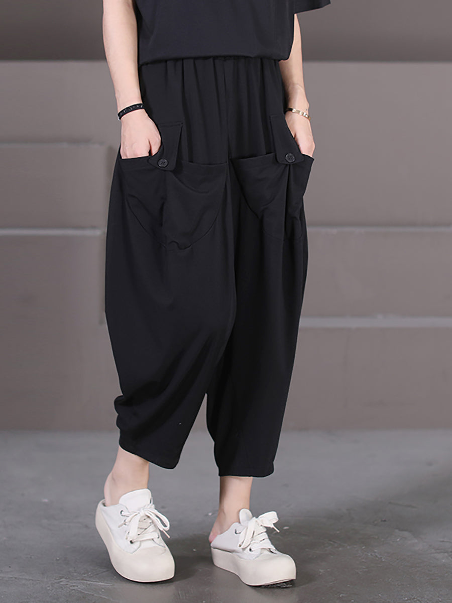 Pantalon sarouel décontracté d'été pour femme avec poches amples et solides