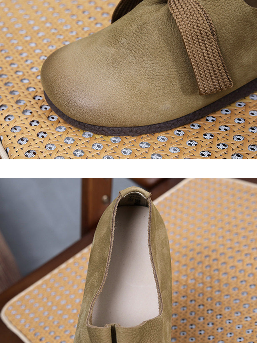 Scarpe basse casual da donna in pelle con cinturino solido