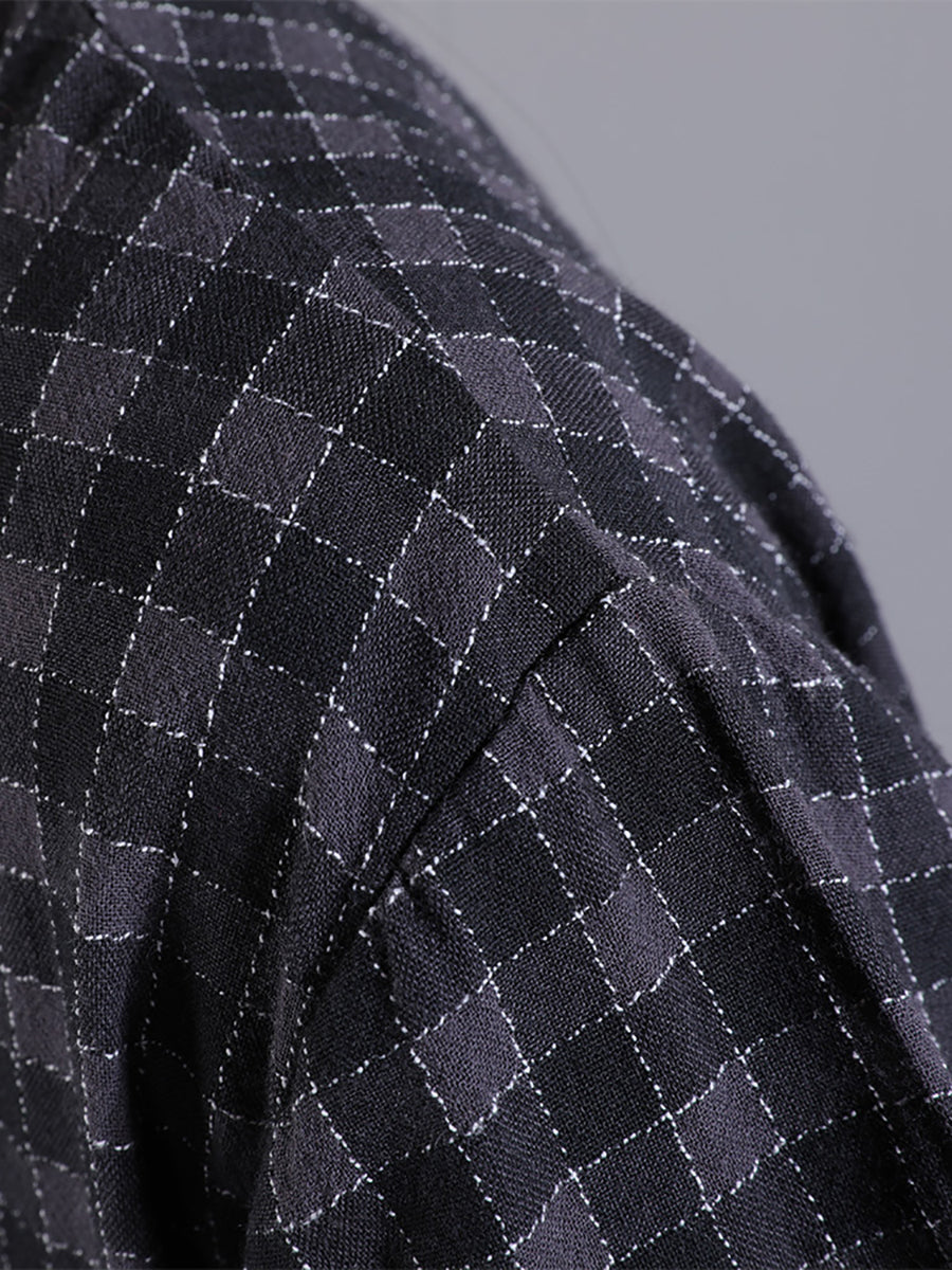 Women Artsy Plaid Cotton Dress