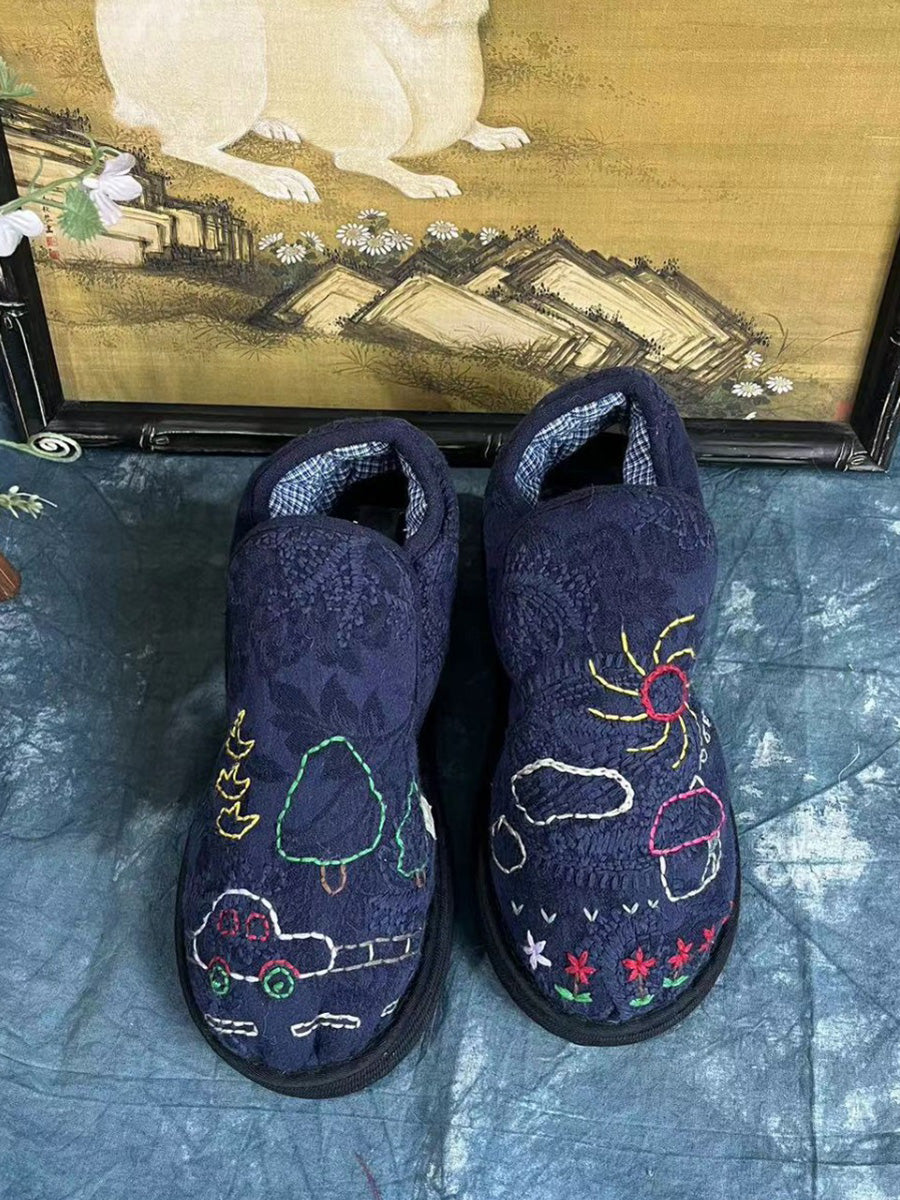 Women Ethnic Autumn Embroidery Cotton Shoes