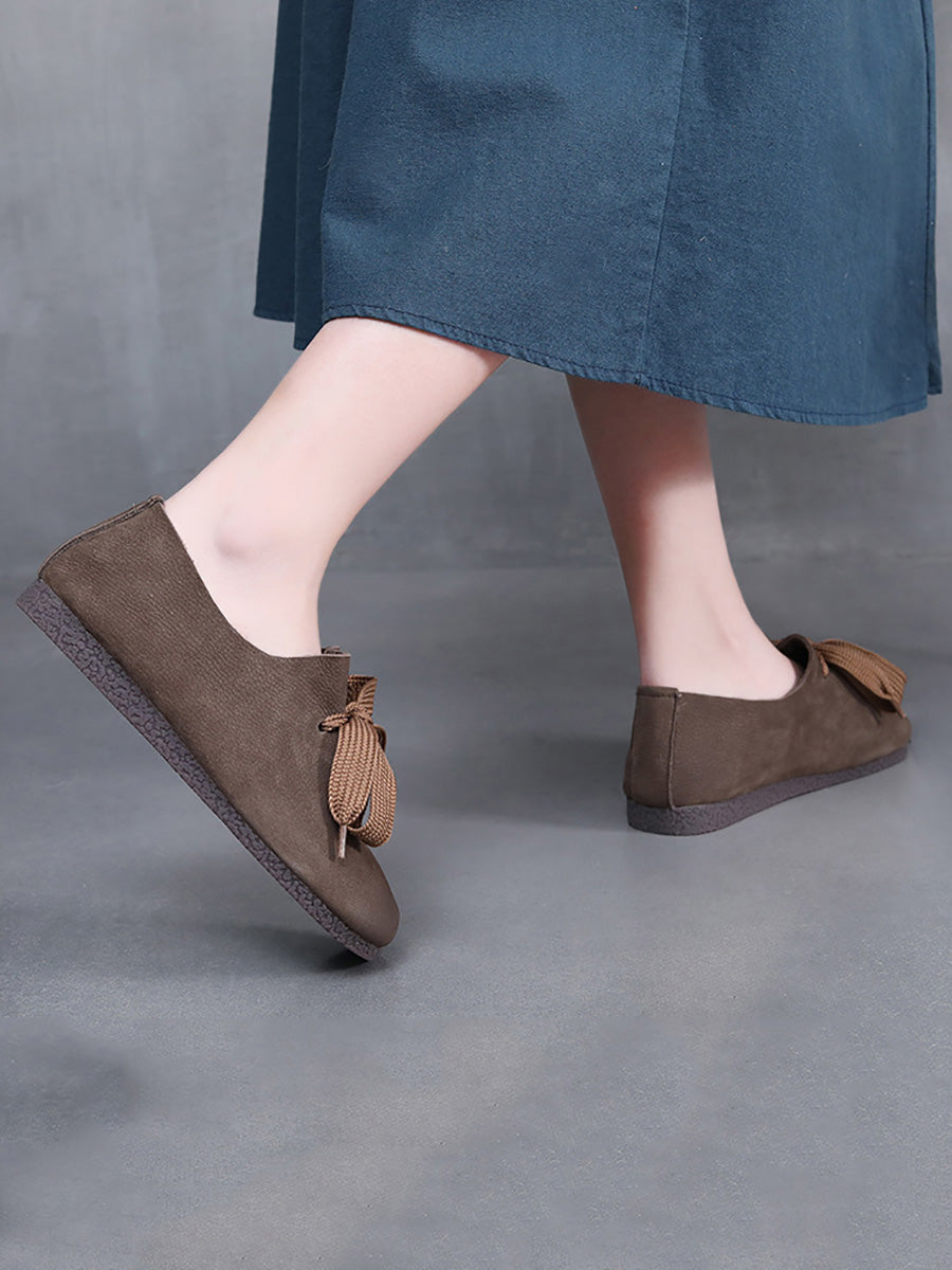 Scarpe basse casual da donna in pelle con cinturino solido