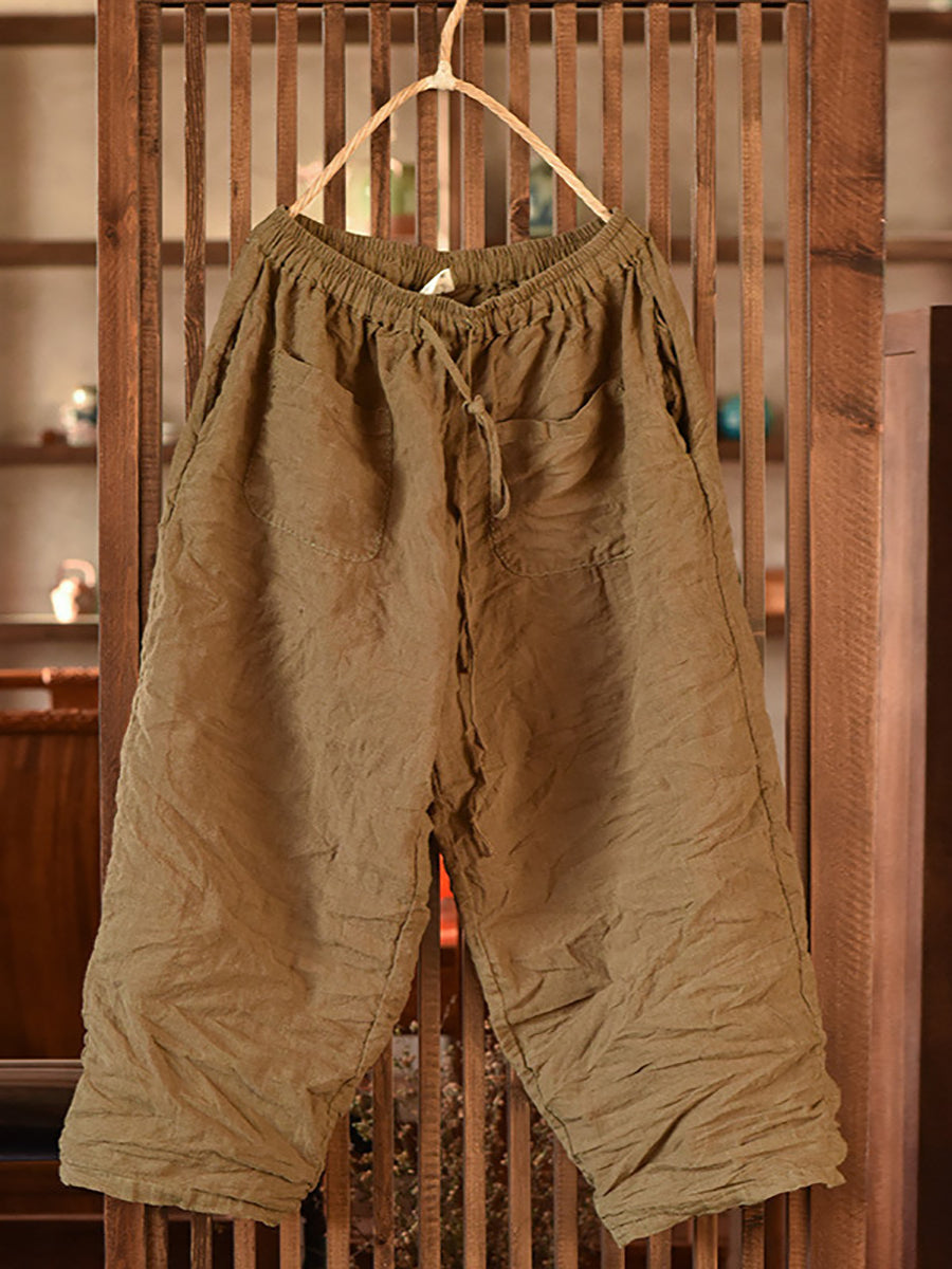 Pantalon sarouel d'été en lin vintage pour femme