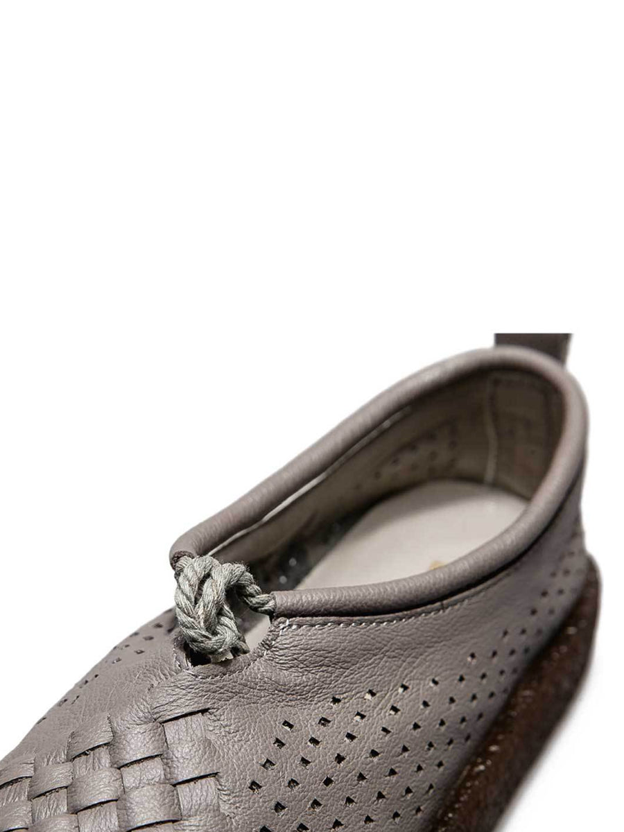 Scarpe basse estive vintage in pelle intrecciata da donna