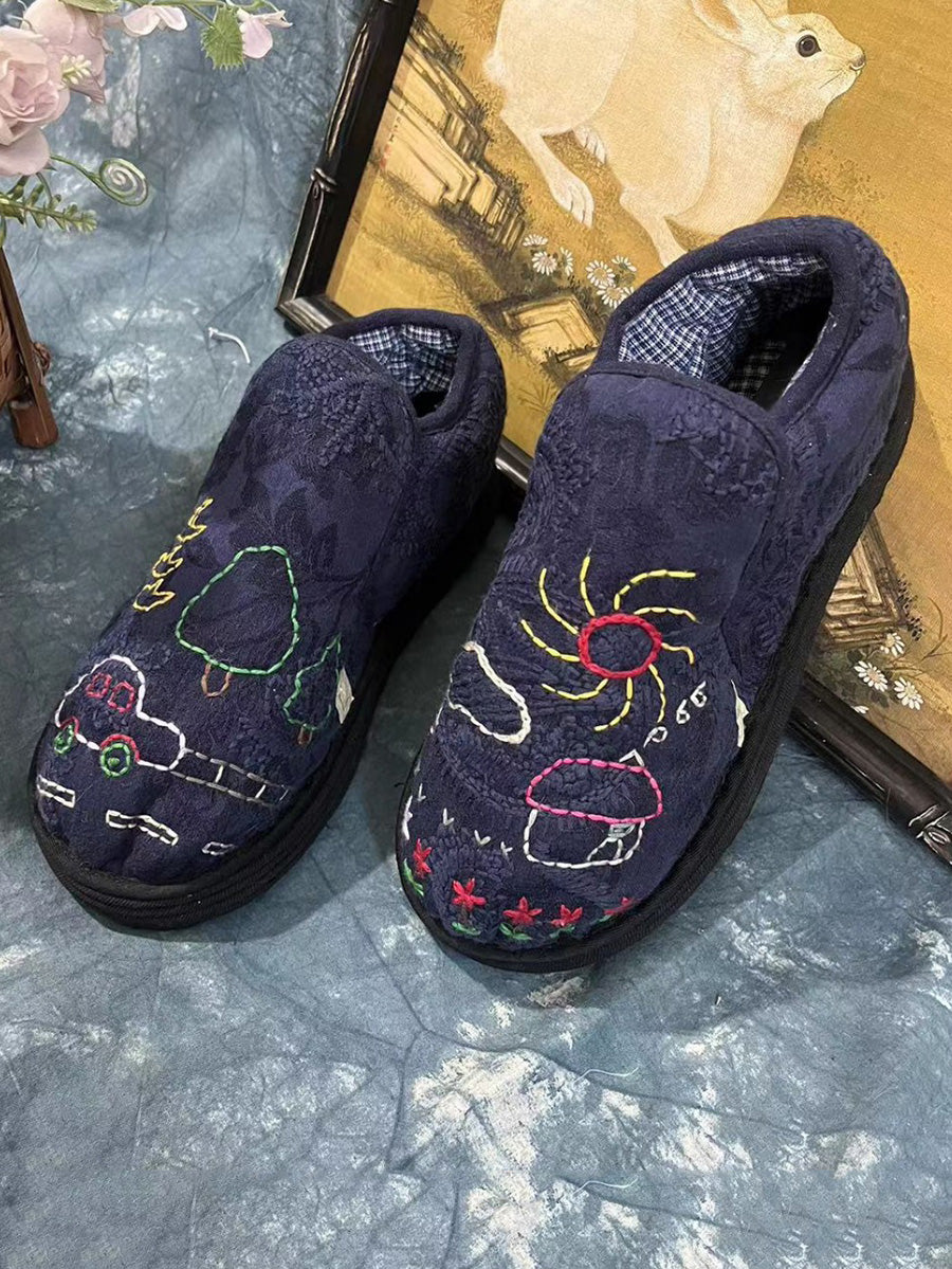 Women Ethnic Autumn Embroidery Cotton Shoes