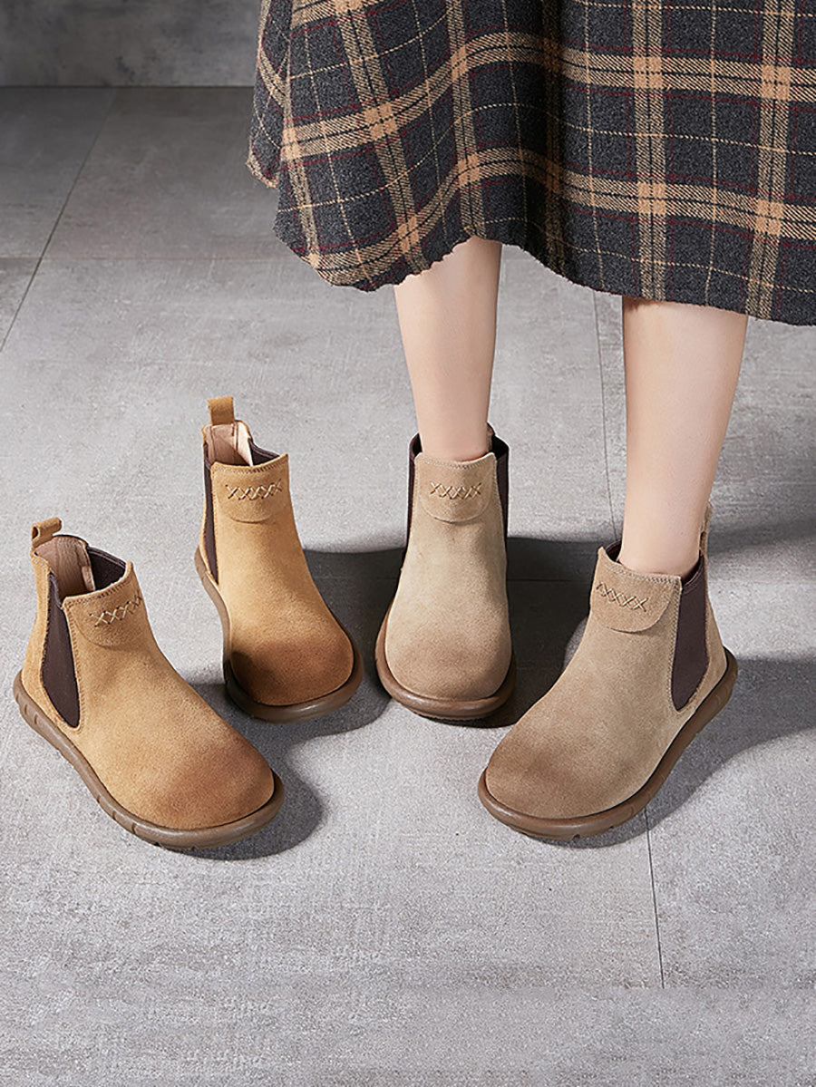 Stivali Chelsea bassi in vera pelle color block da donna