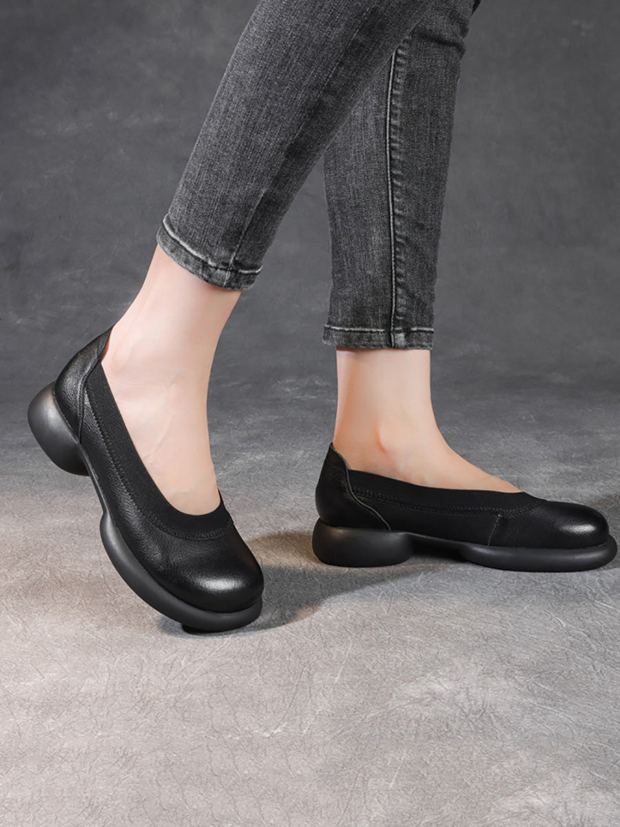 Scarpe da donna casual estive in vera pelle con tacco basso