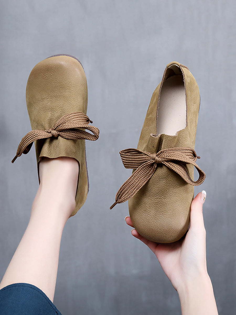 Scarpe basse casual da donna in pelle con cinturino solido