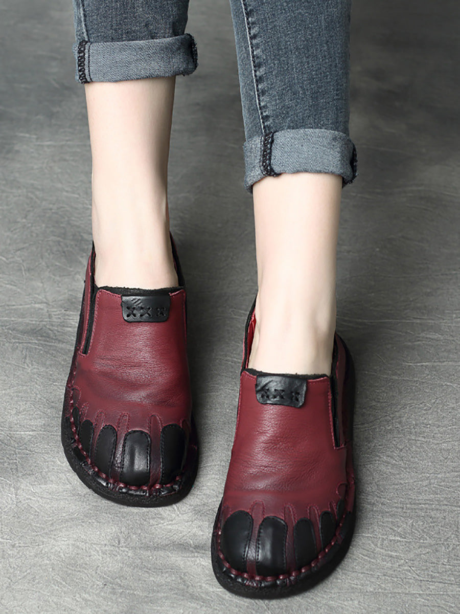 Scarpe basse primaverili in pelle vintage da donna