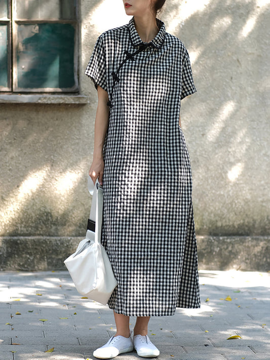 Abito estivo da donna vintage a quadri con rana