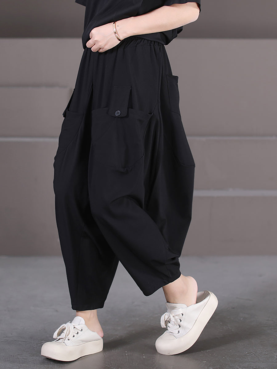 Pantalon sarouel décontracté d'été pour femme avec poches amples et solides