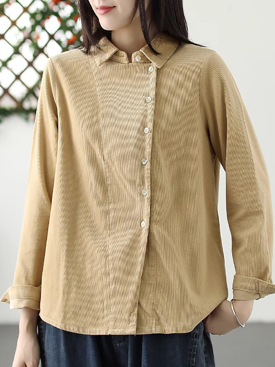 Cardigan in crosta di cotone tinta unita autunnale da donna