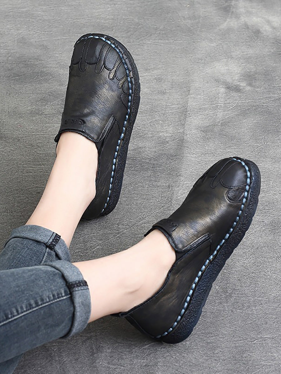 Scarpe basse primaverili in pelle vintage da donna