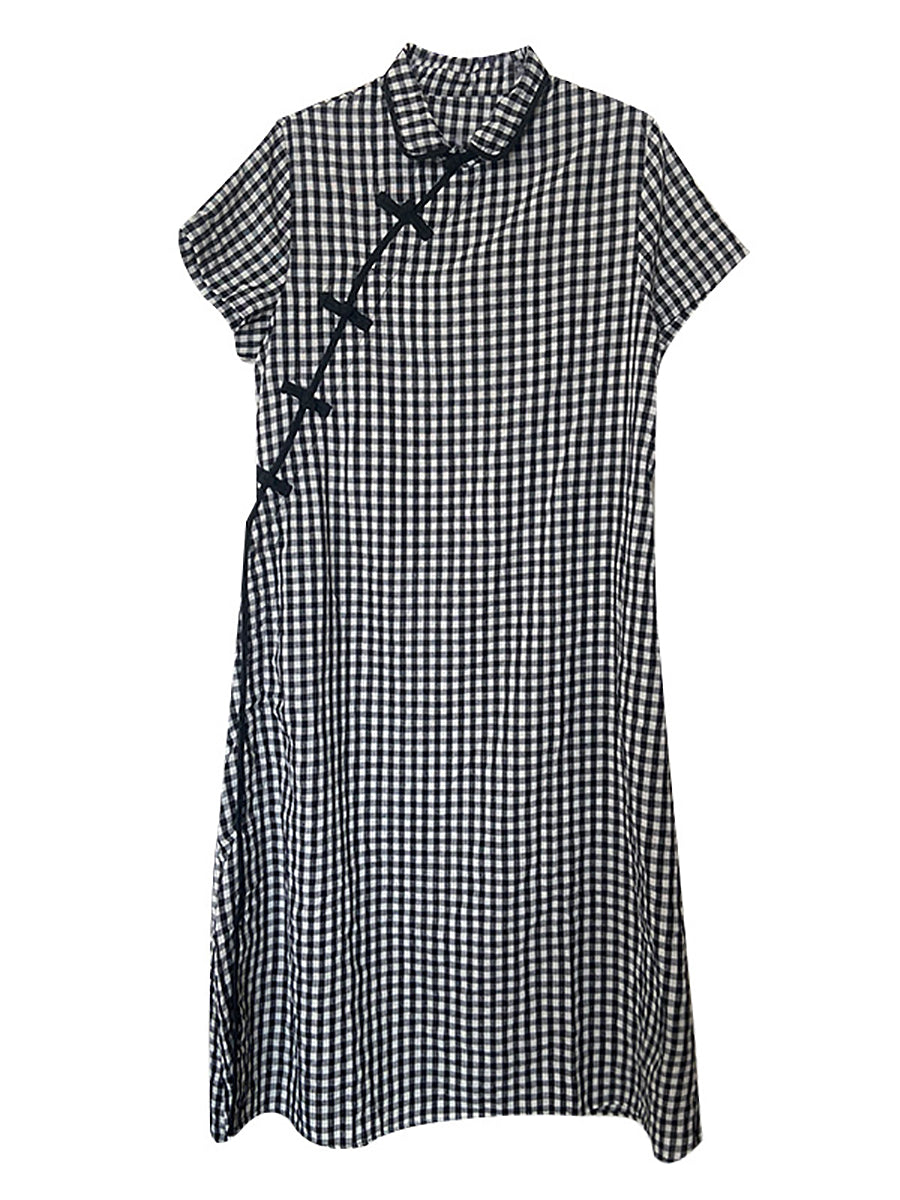 Abito estivo da donna vintage a quadri con rana
