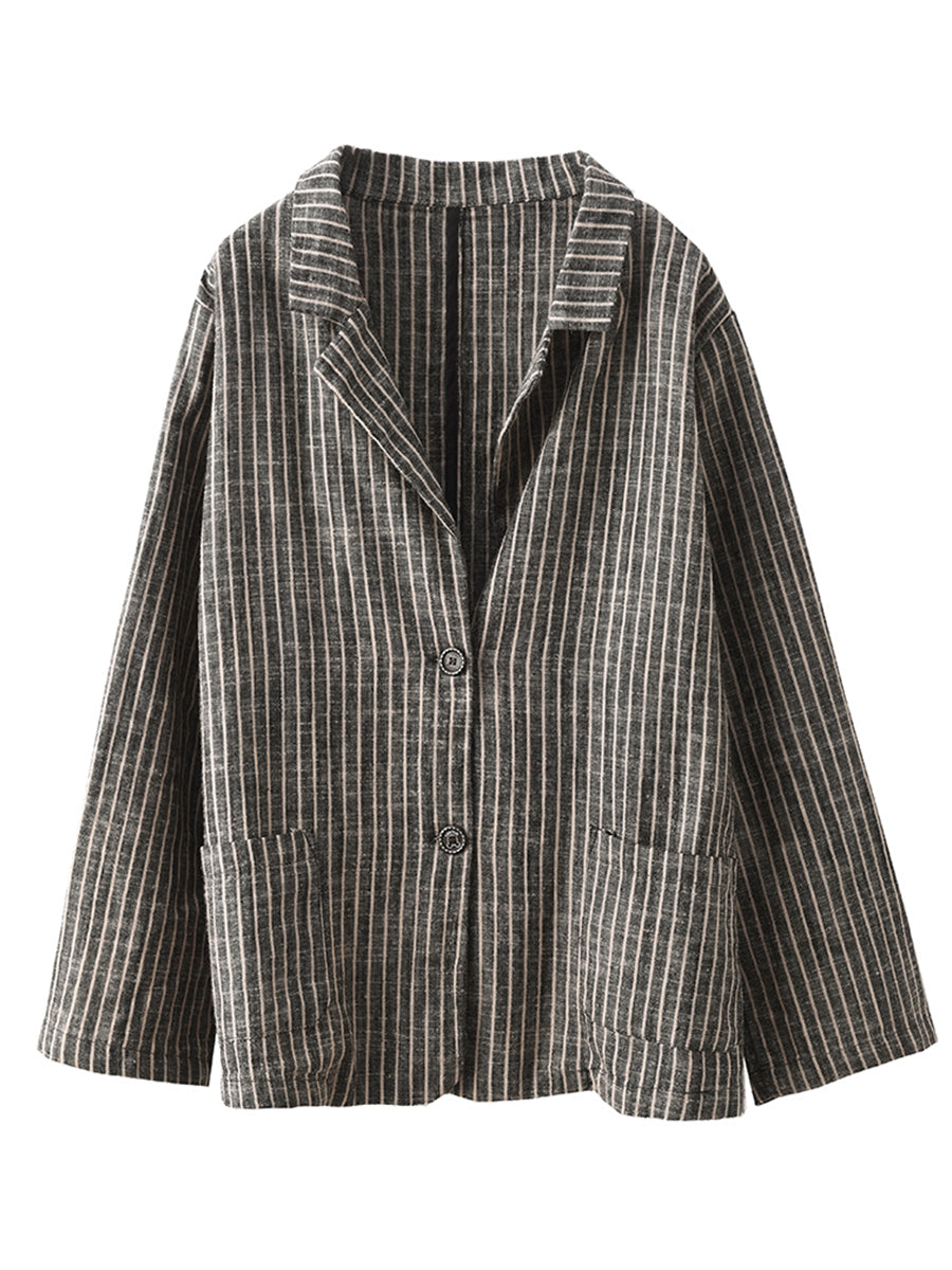 Camicia e pantaloni in lino primaverile a righe vintage da donna