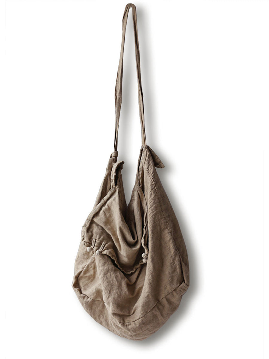 Borsa a tracolla vintage in cotone e lino, grande capacità
