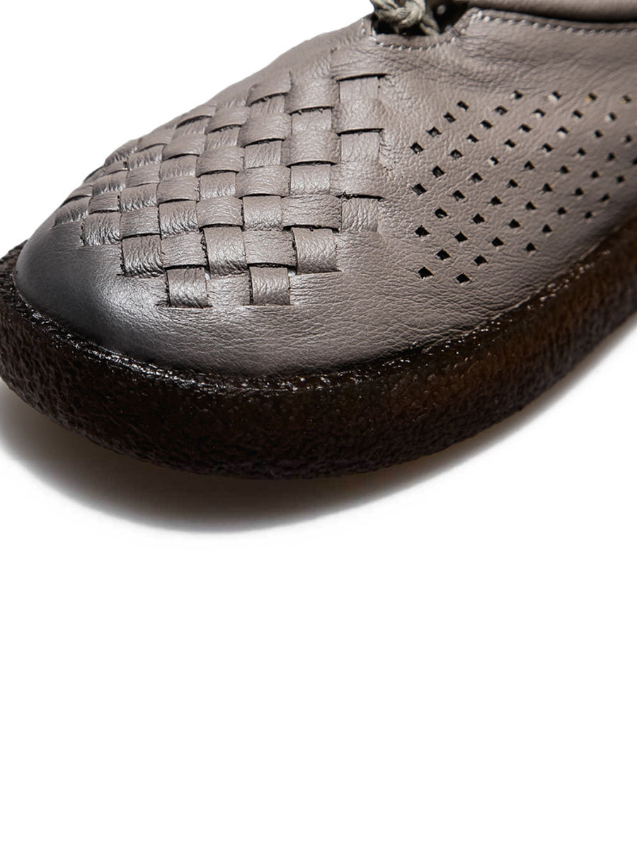 Scarpe basse estive vintage in pelle intrecciata da donna