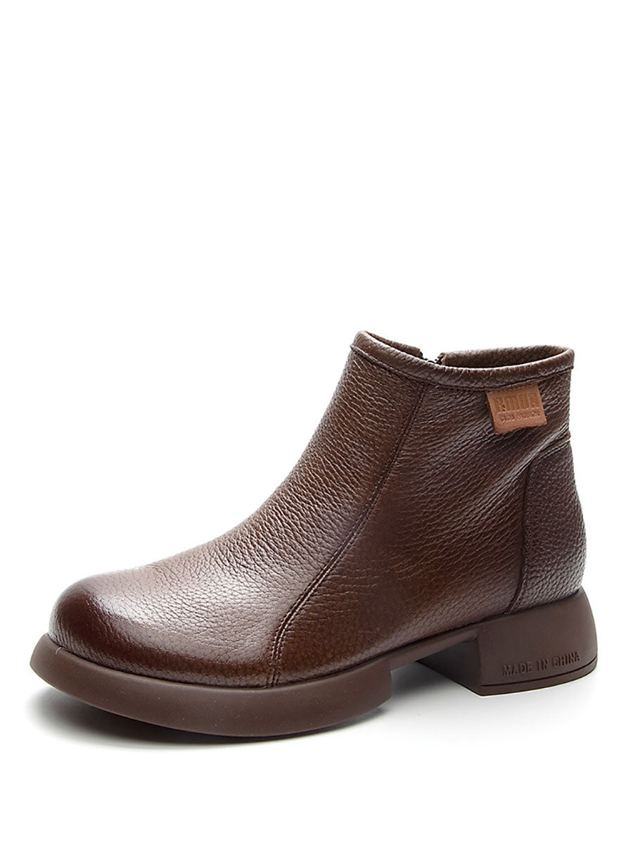 Bottines d'hiver en cuir vintage pour femmes