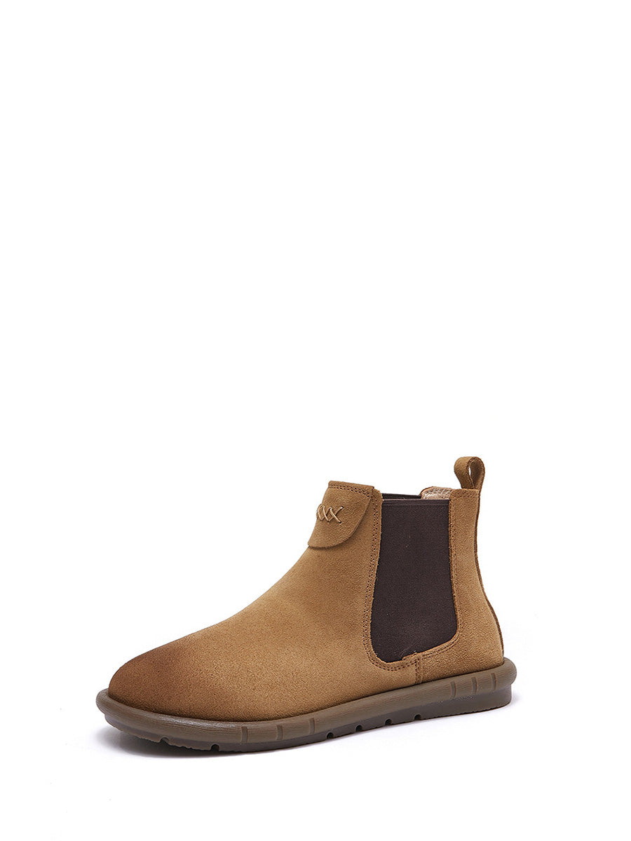 Stivali Chelsea bassi in vera pelle color block da donna