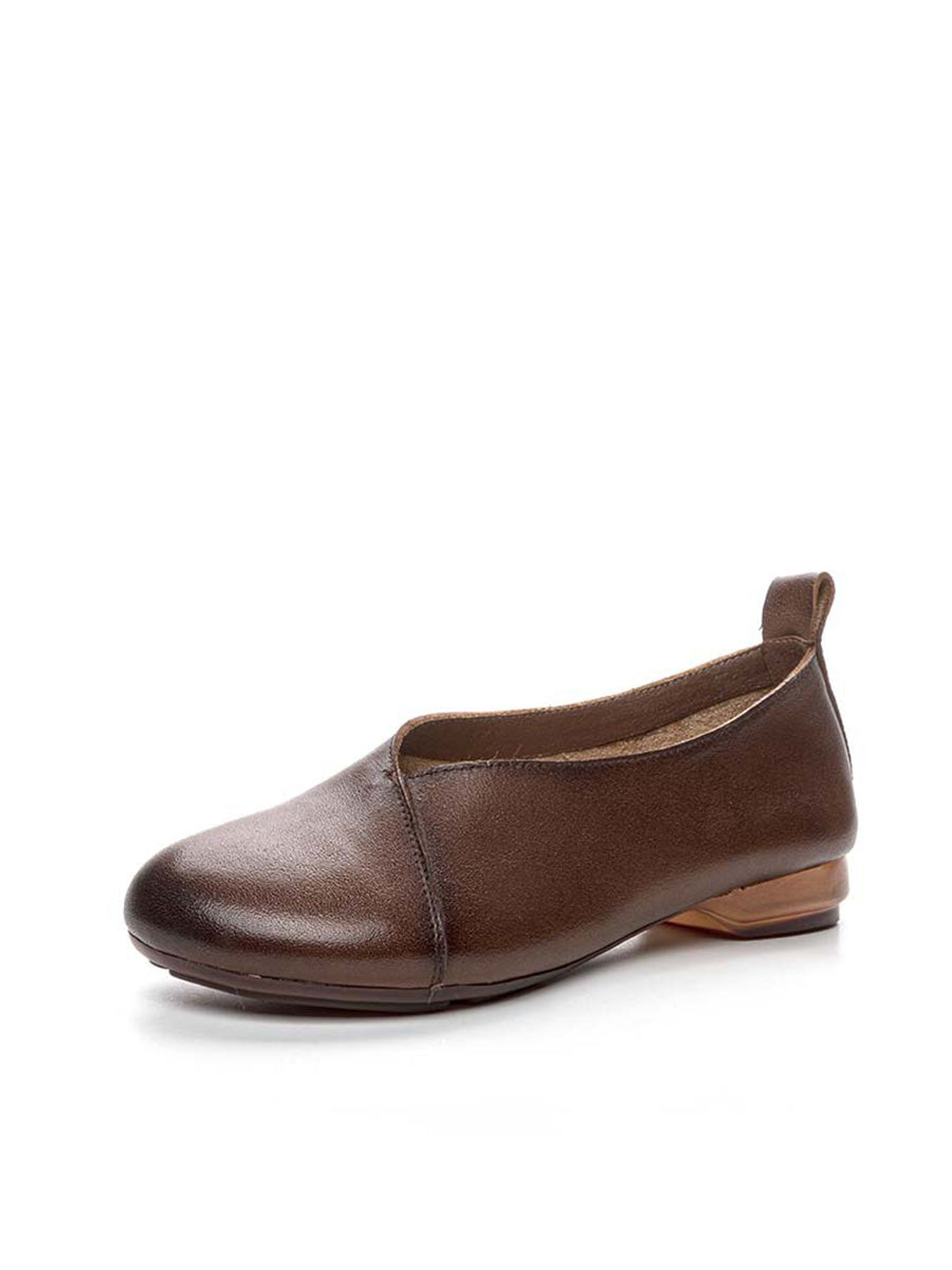 Scarpe da donna vintage primaverili in pelle con tacco basso