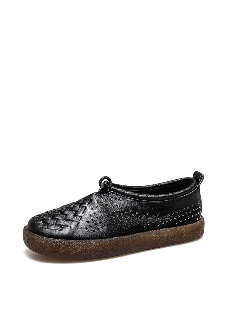 Scarpe basse estive vintage in pelle intrecciata da donna