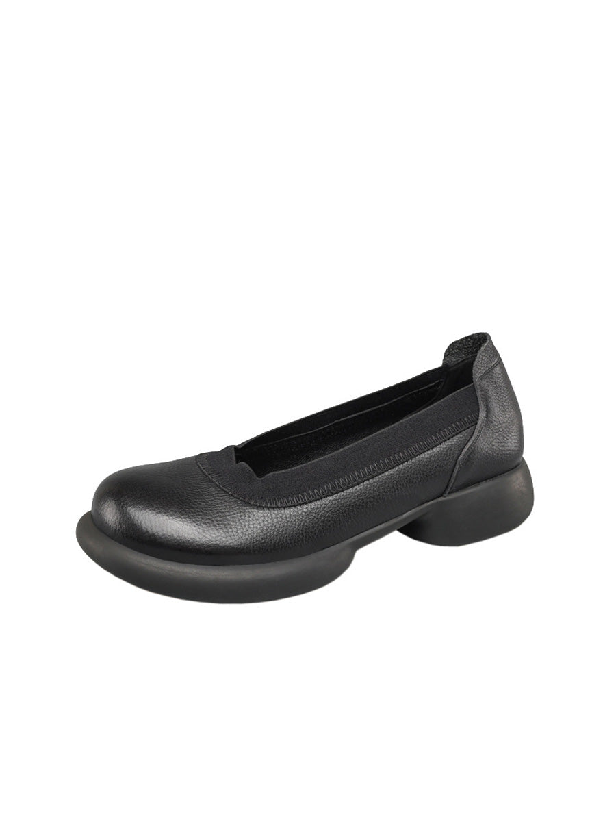 Scarpe da donna casual estive in vera pelle con tacco basso