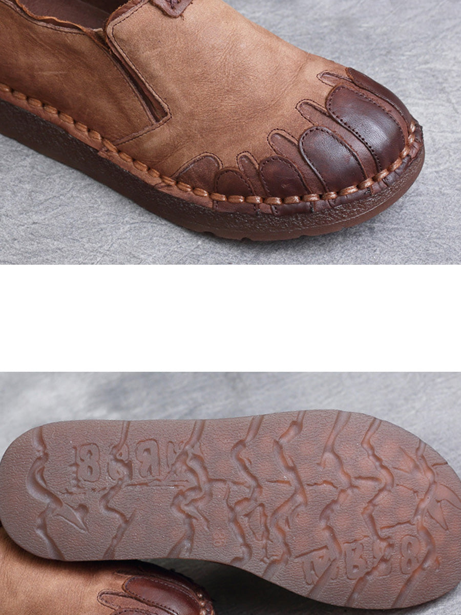 Scarpe basse primaverili in pelle vintage da donna
