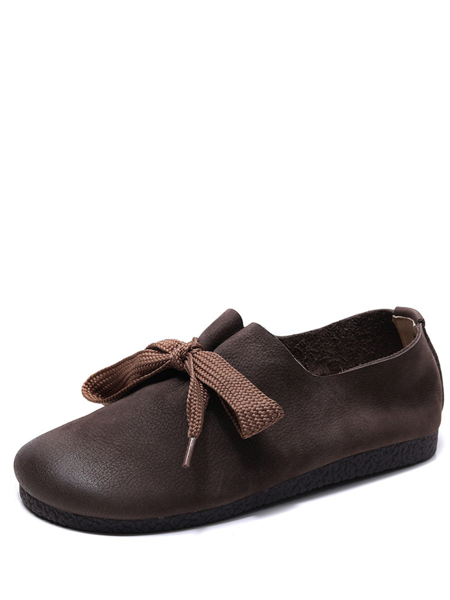 Scarpe basse casual da donna in pelle con cinturino solido