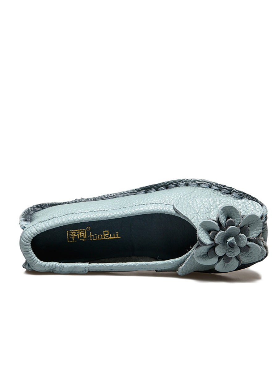 Scarpe estive vintage da donna in pelle con fiori intrecciati