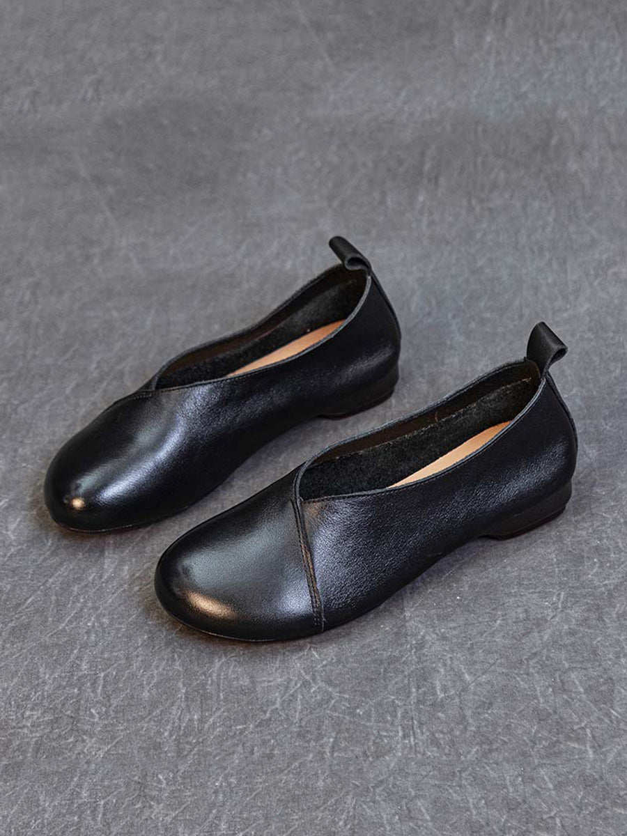 Scarpe da donna vintage primaverili in pelle con tacco basso
