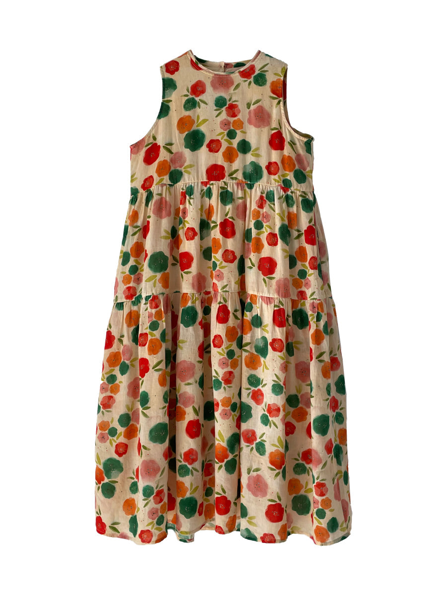 Vestito estivo da donna con scollo a V e pieghe a fiori carini