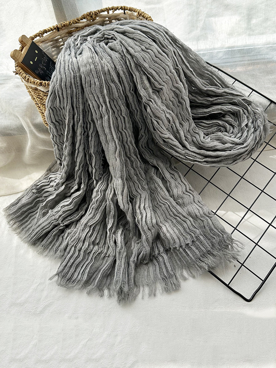 Sciarpa scialle pura tinta unita arricciata casual autunnale da donna