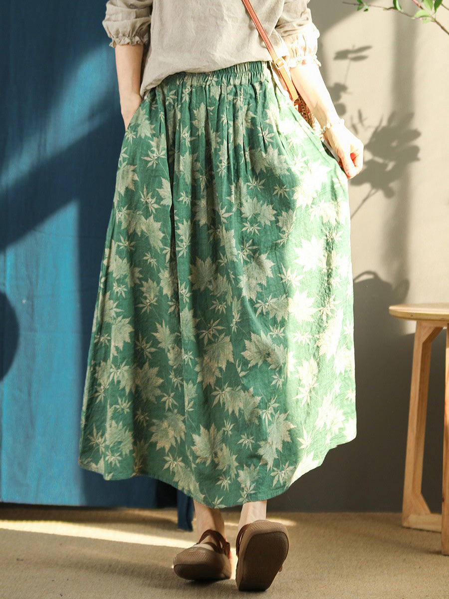 Gonna estiva ampia con elastico in vita vintage floreale