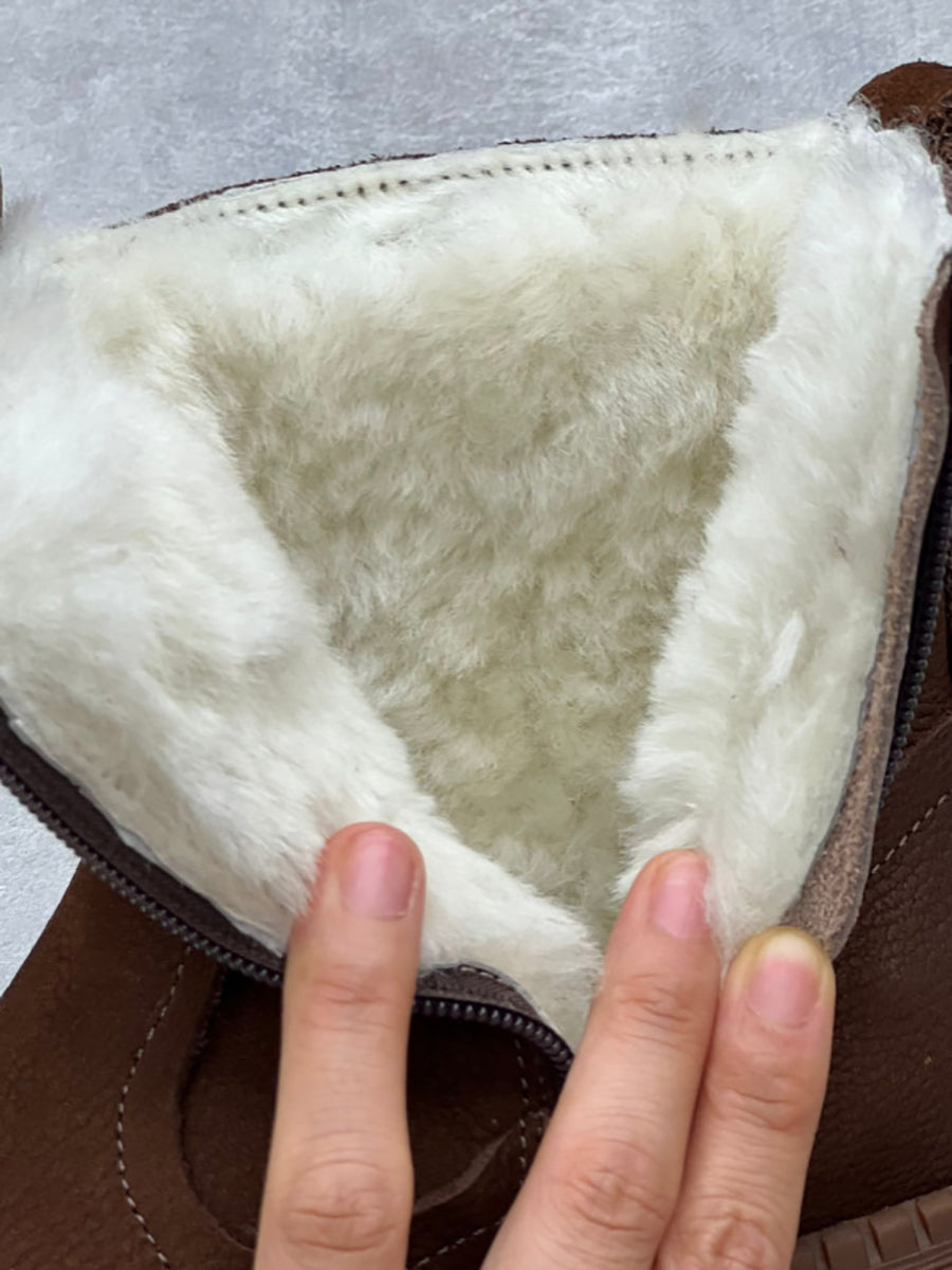 Stivaletti invernali da donna in pelle con fodera in pile