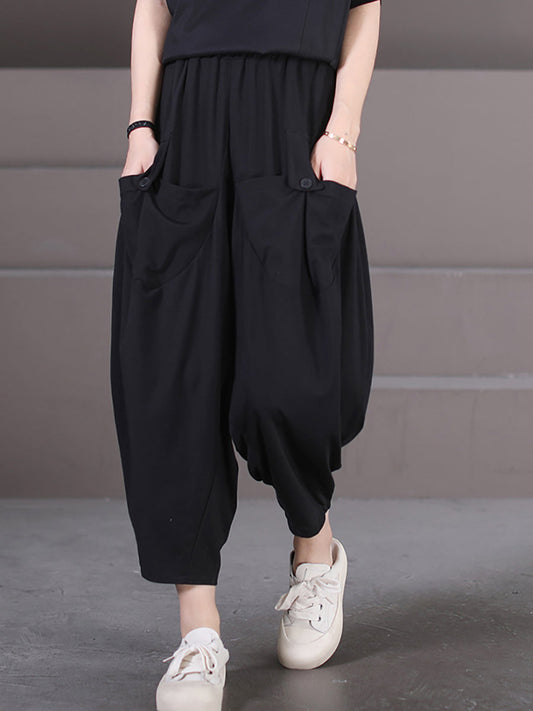 Pantalon sarouel décontracté d'été pour femme avec poches amples et solides