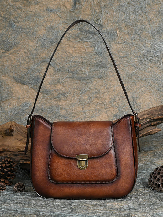 Borsa a tracolla vintage in vera pelle da donna