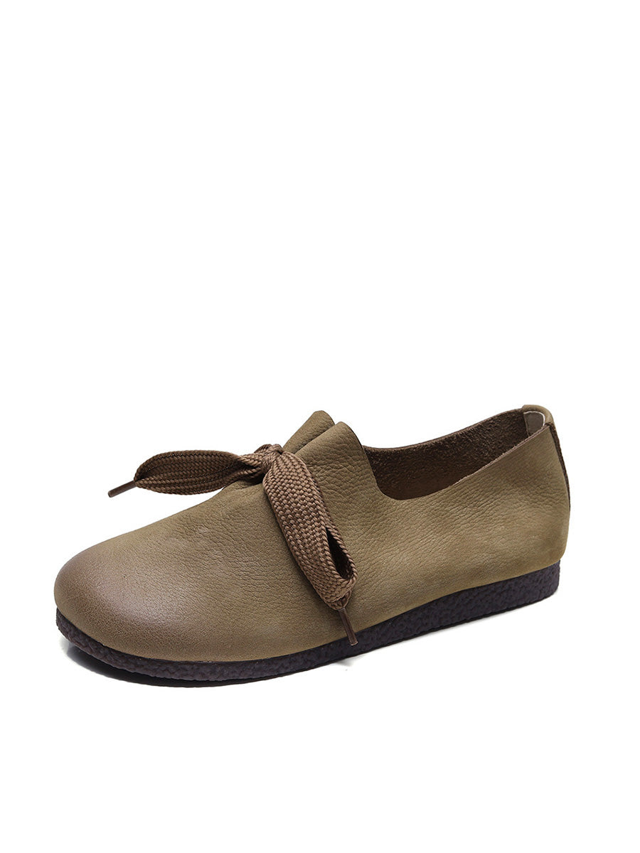 Scarpe basse casual da donna in pelle con cinturino solido