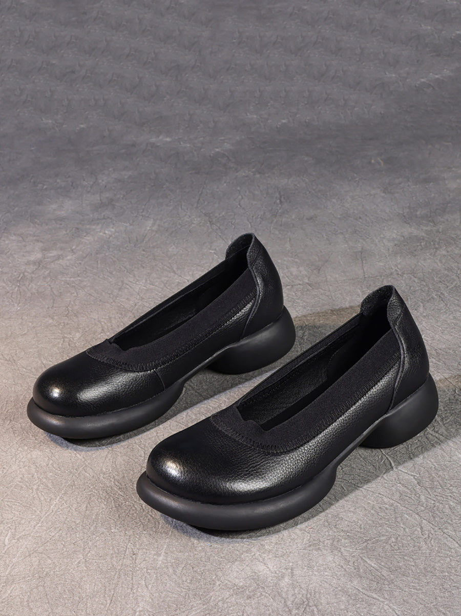 Scarpe da donna casual estive in vera pelle con tacco basso