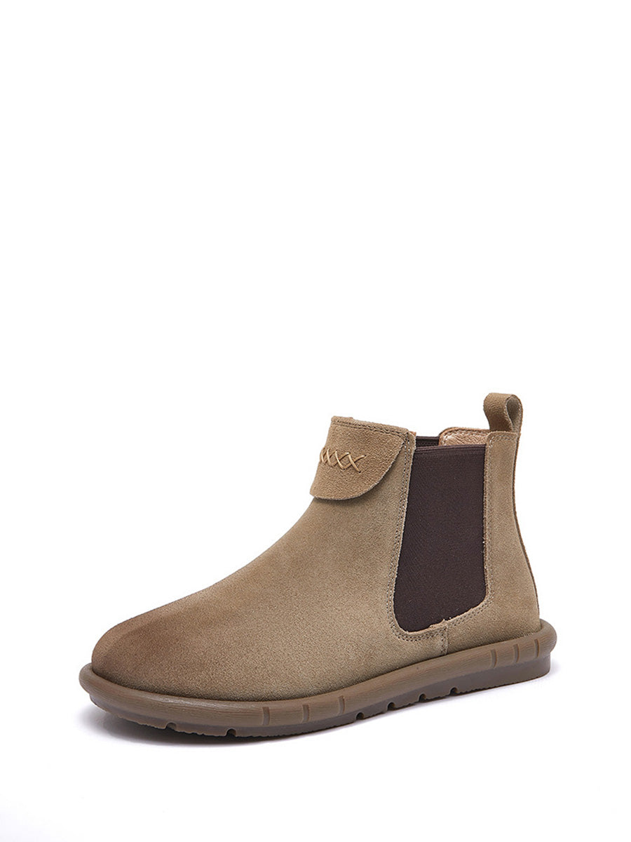 Stivali Chelsea bassi in vera pelle color block da donna