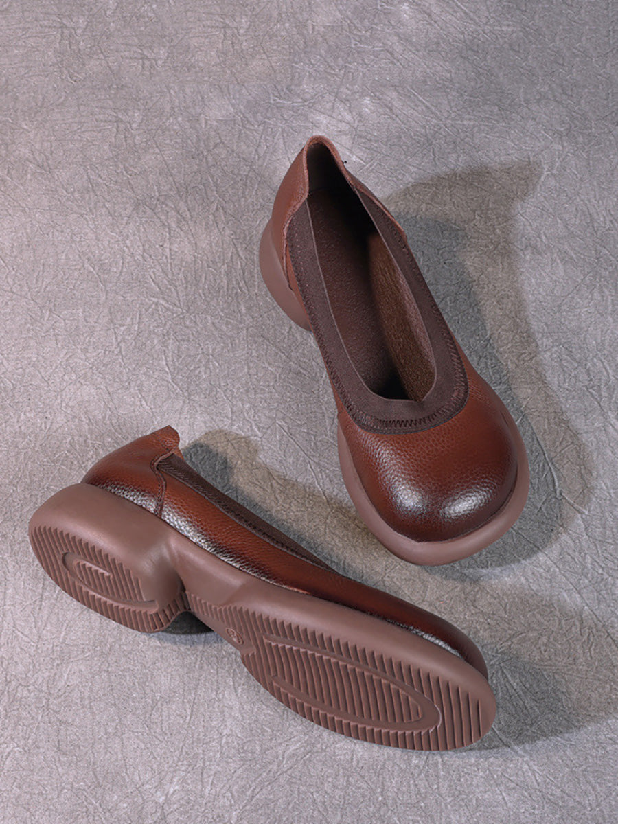 Scarpe da donna casual estive in vera pelle con tacco basso