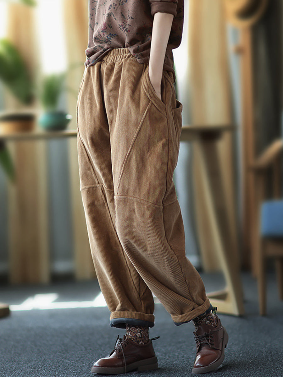 Pantaloni vintage da donna con cuciture spesse