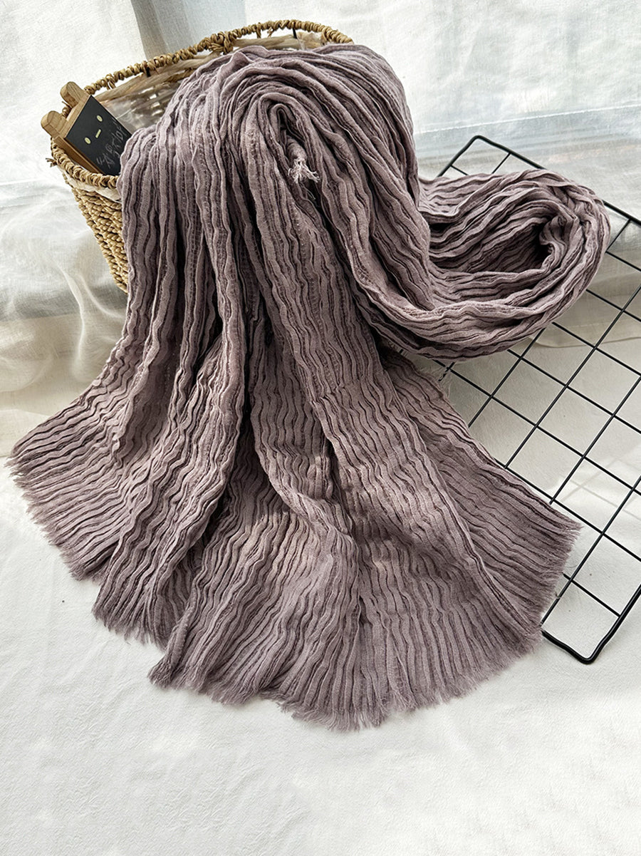 Sciarpa scialle pura tinta unita arricciata casual autunnale da donna