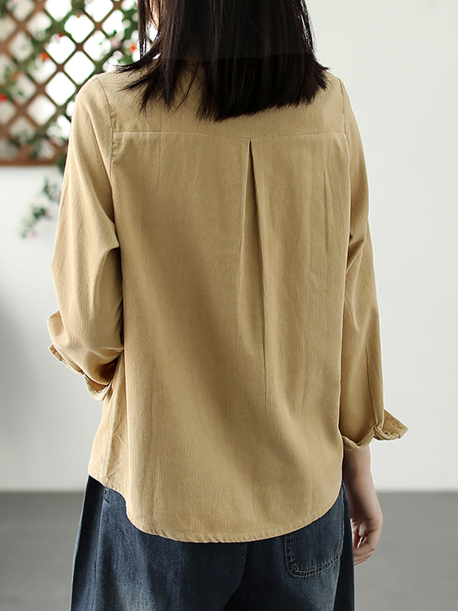 Cardigan in crosta di cotone tinta unita autunnale da donna