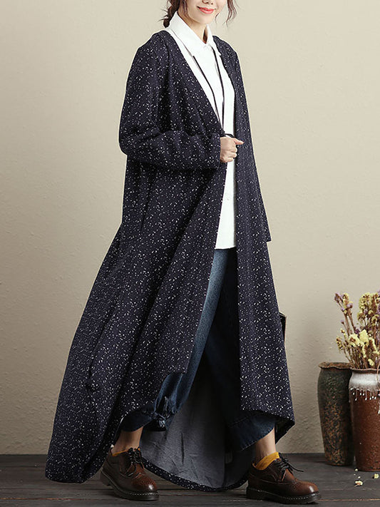 Cardigan Maniche Lunghe Blu Autunno Inverno Cappotto Per Le Donne