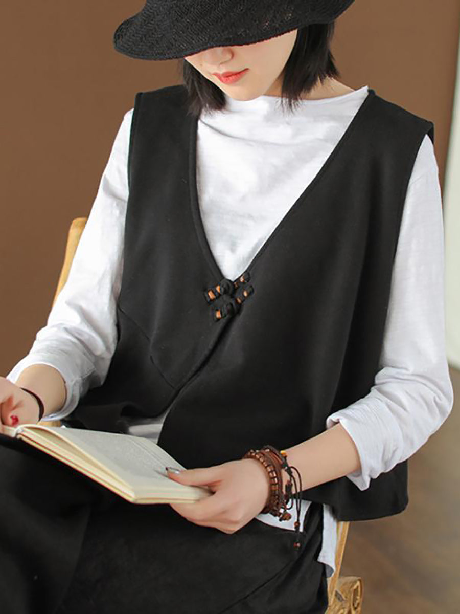 Maglietta a maniche lunghe in cotone e gilet largo