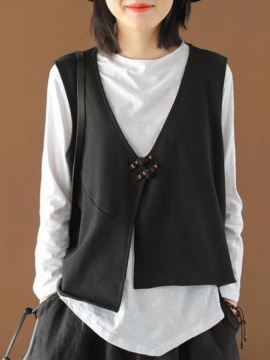 Maglietta a maniche lunghe in cotone e gilet largo