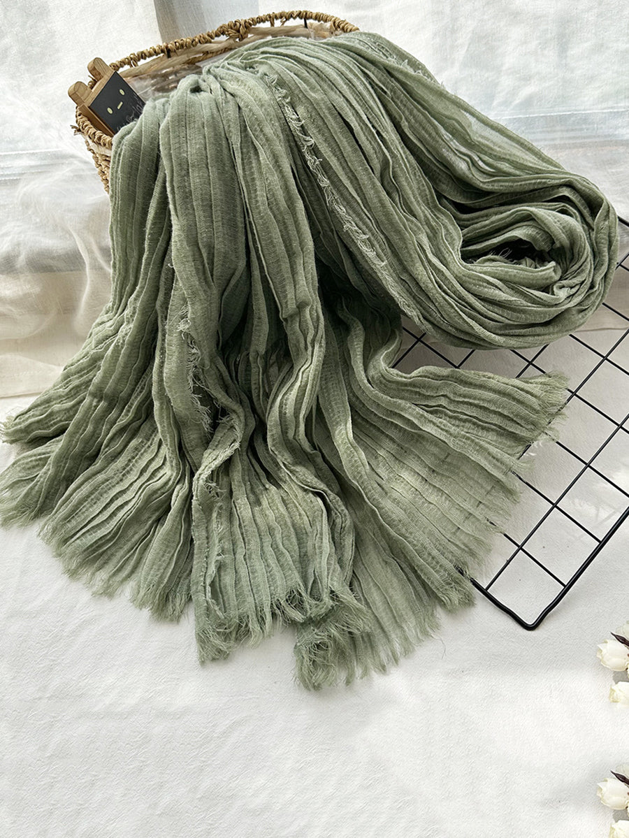 Sciarpa scialle pura tinta unita arricciata casual autunnale da donna