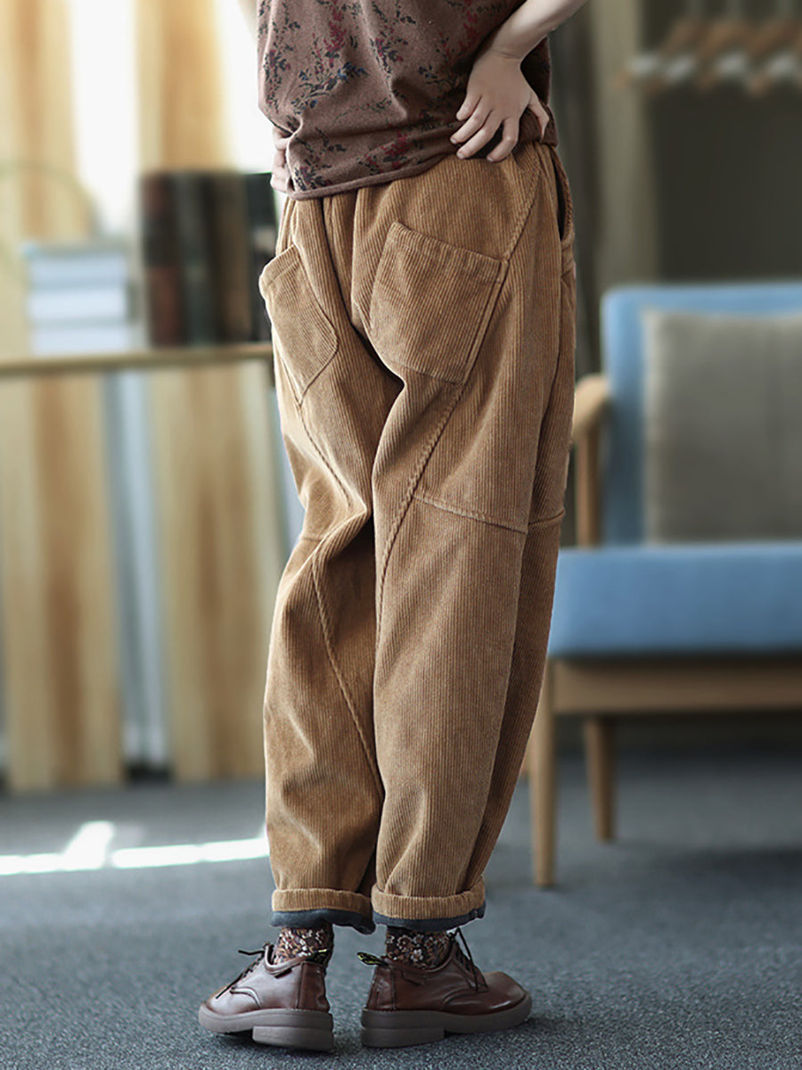 Pantaloni vintage da donna con cuciture spesse