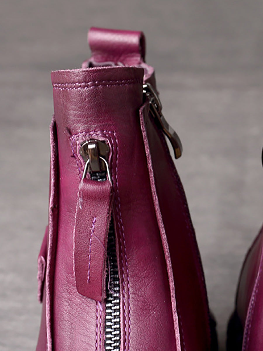 Stivali invernali vintage in vera pelle con cuciture